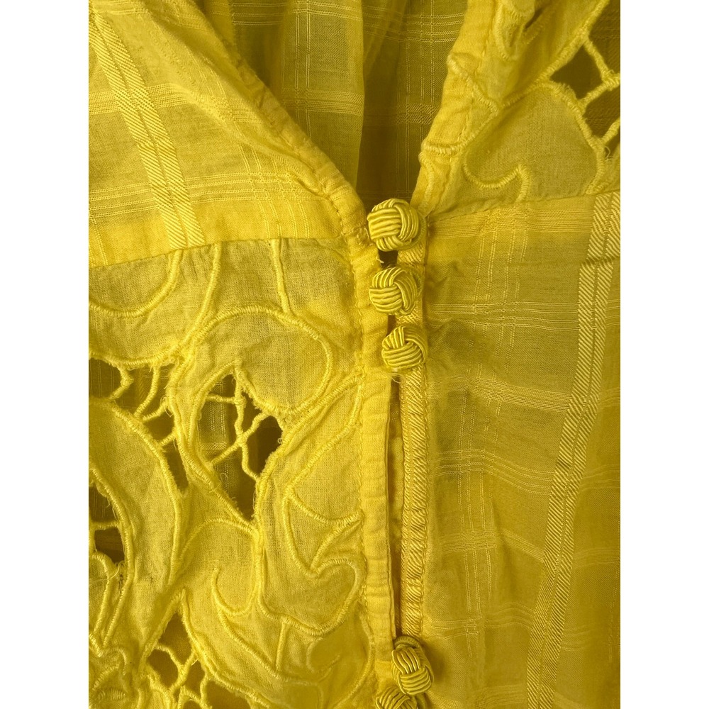 Sundance Garbo Yellow Eyelet Lace Blouse Top Size XL Spring Vibrant Bright Boho - Picture 3 of 8